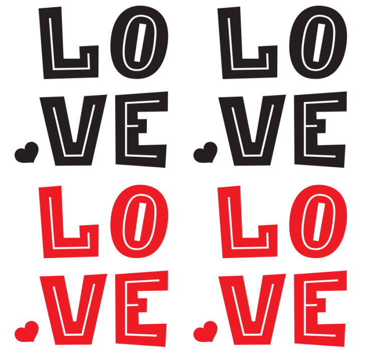 Love in red and black text coasters - TenStickers
