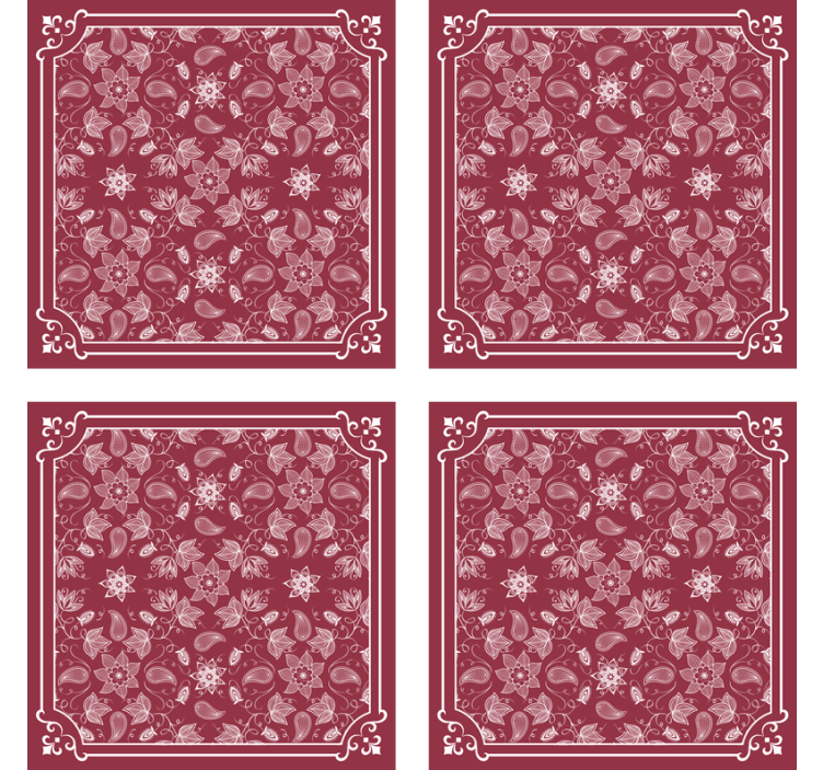 Vintage coasters floral pattern tile - TenStickers