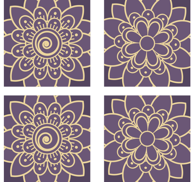Flowery golden patterns coaster - TenStickers