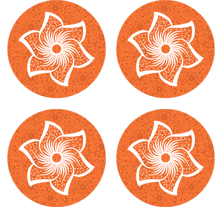 Stylish orange flora beer mats - TenStickers