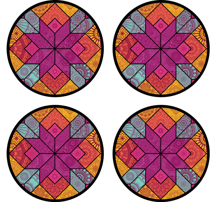 Vibrant geometric arrangement coaster - TenStickers