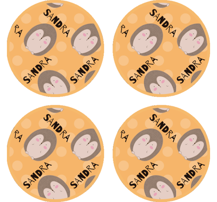 Personalisable coasters cute hedgehog design - TenStickers