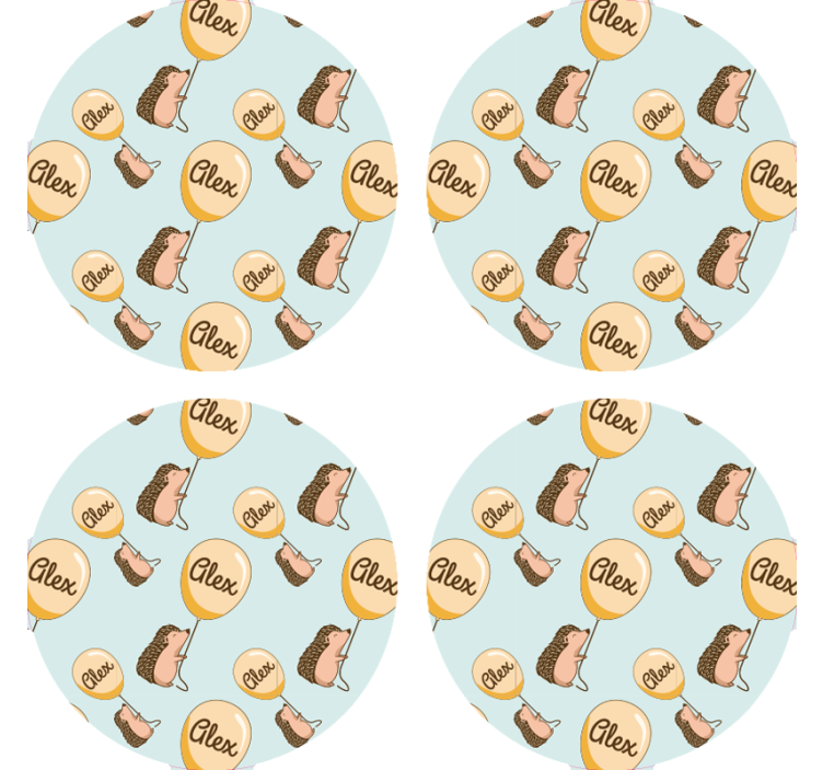 Personalisable coasters with playful hedgehog designs - TenStickers