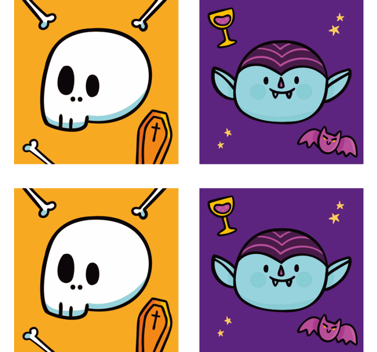 Halloween coasters with fun skull vampire faces - TenStickers