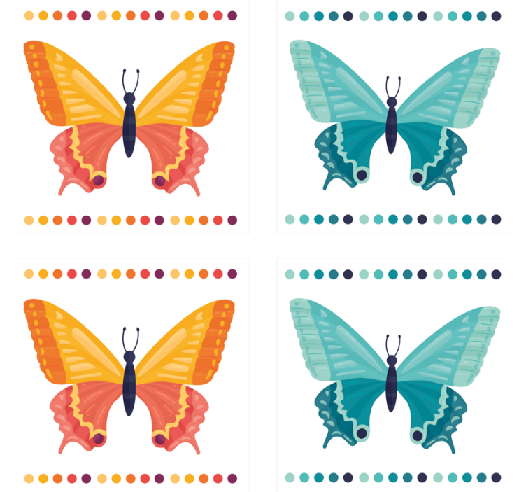 Geek coasters with colorful butterfly patterns - TenStickers