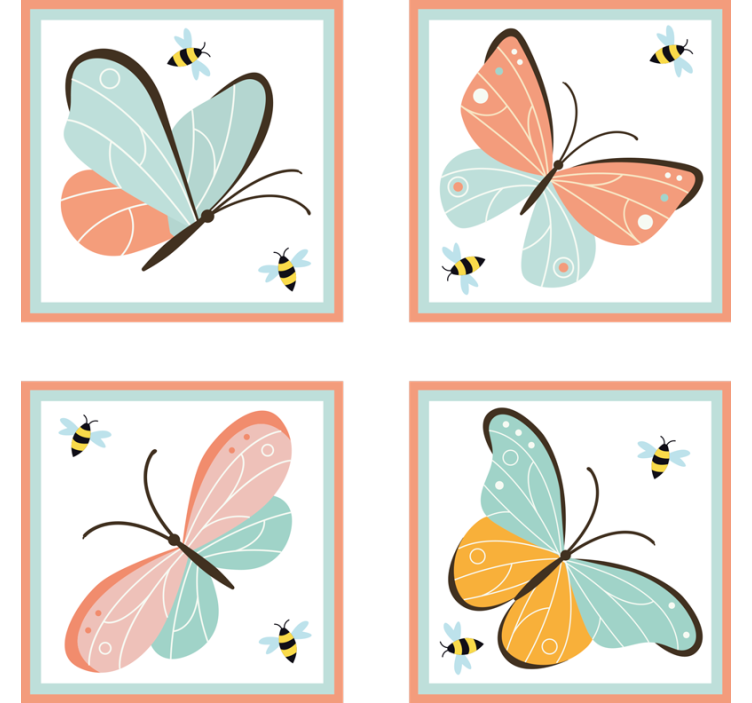 butterflies and bees butterfly coaster - TenStickers