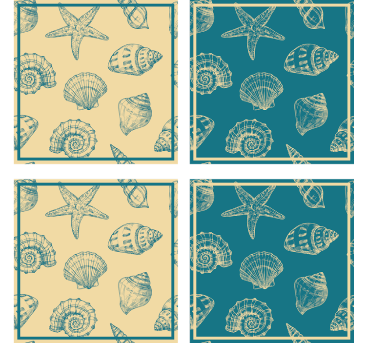 Hand draw seashells and starfish shell coaster - TenStickers