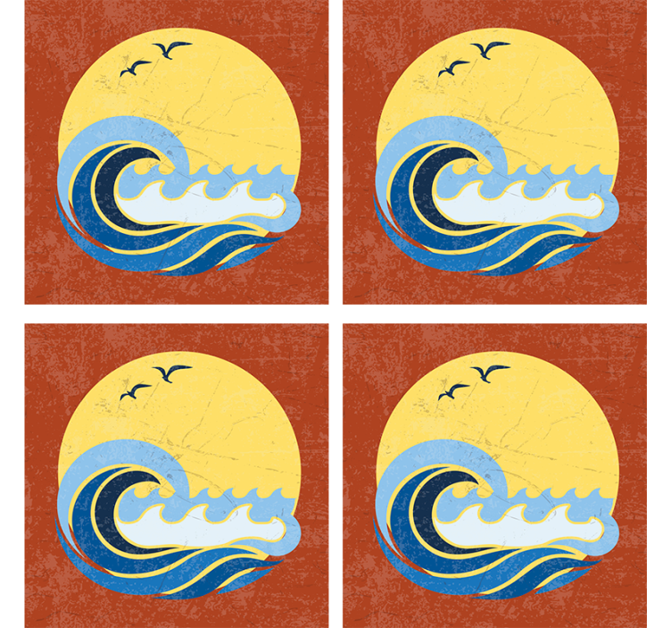 Geek coasters sunset waves design - TenStickers