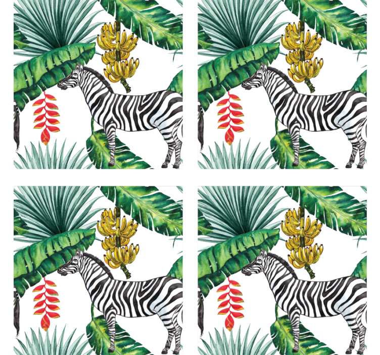 Geek coasters zebra and tropical foliage design - TenStickers