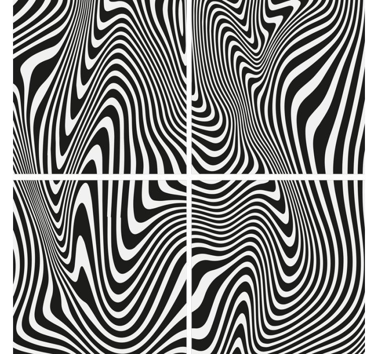 Wavy black and white pattern coaster - TenStickers