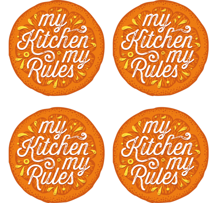 Kitchen rules: enjoy, share, laugh beer mats - TenStickers