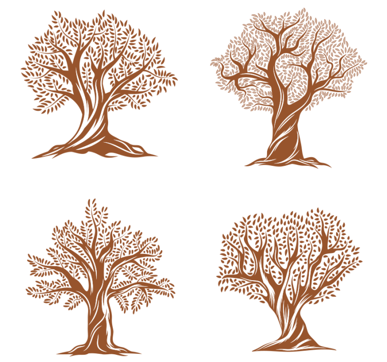 Beer mats intricate tree silhouettes - TenStickers