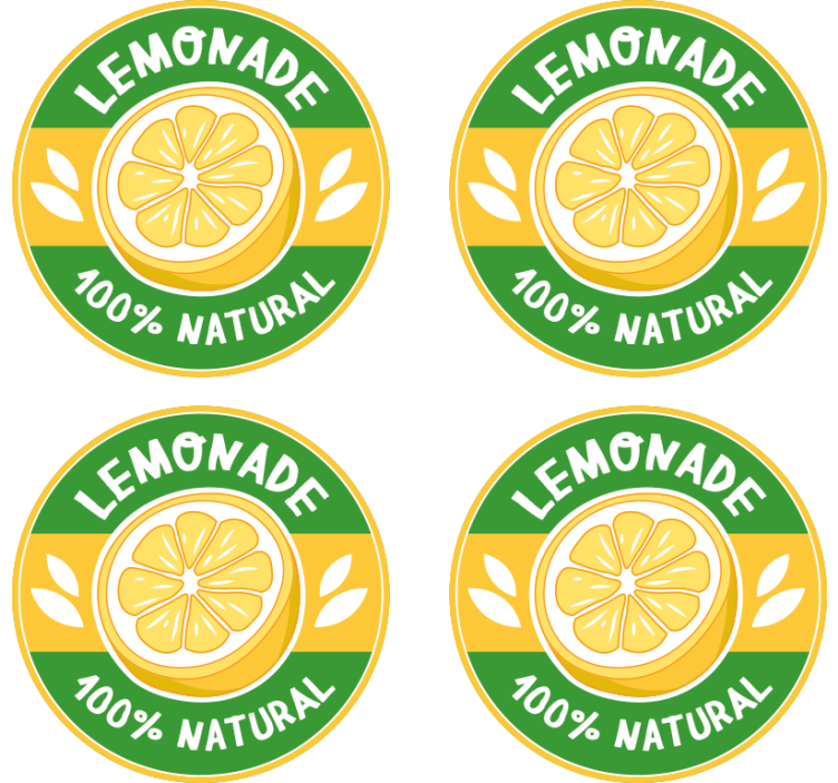 Text coasters natural lemon slice design - TenStickers