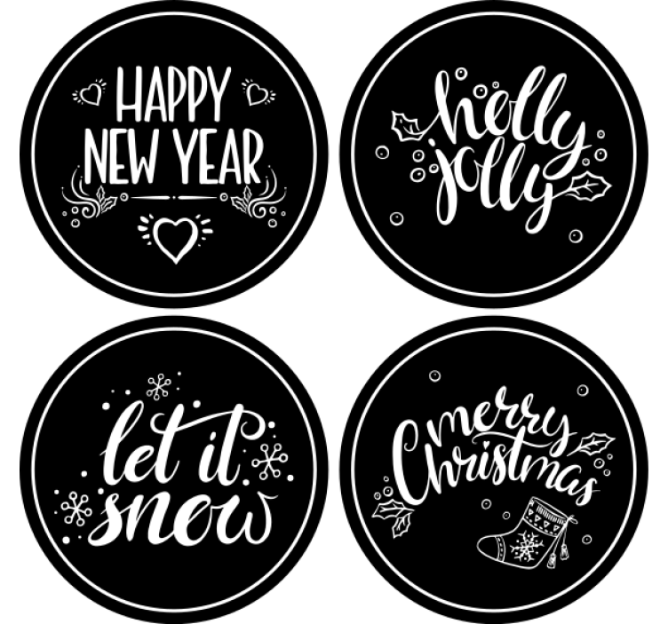 Christmas coasters joyful holiday greetings - TenStickers