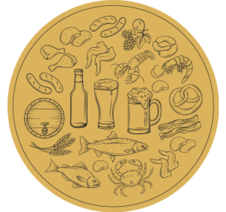 Beer mats featuring food and beverage icons - TenStickers