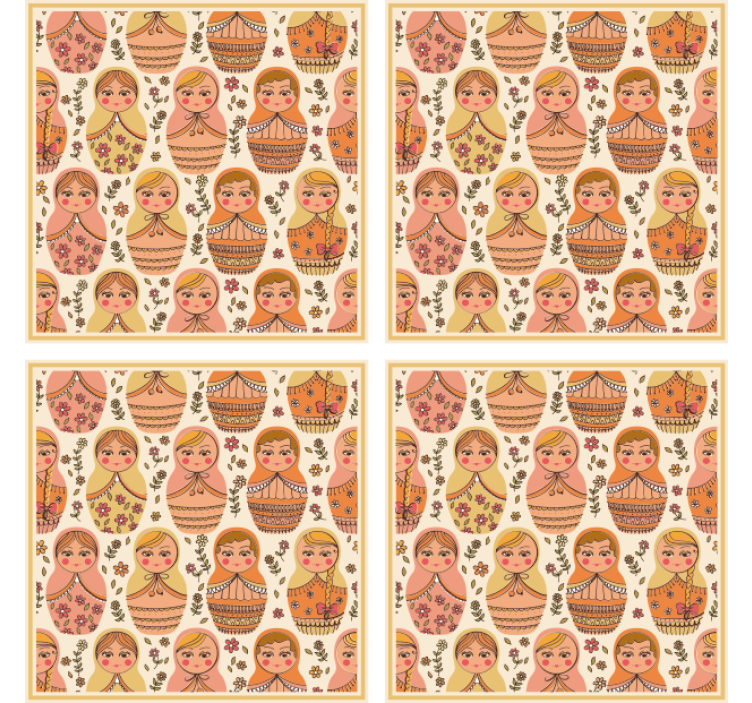 Colorful matryoshka dolls pattern geek coasters - TenStickers