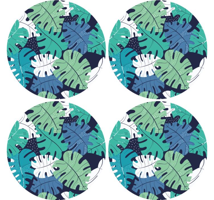 Tropical leaf emblem coaster - TenStickers