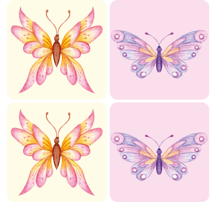 Geek coasters with colorful butterfly designs - TenStickers