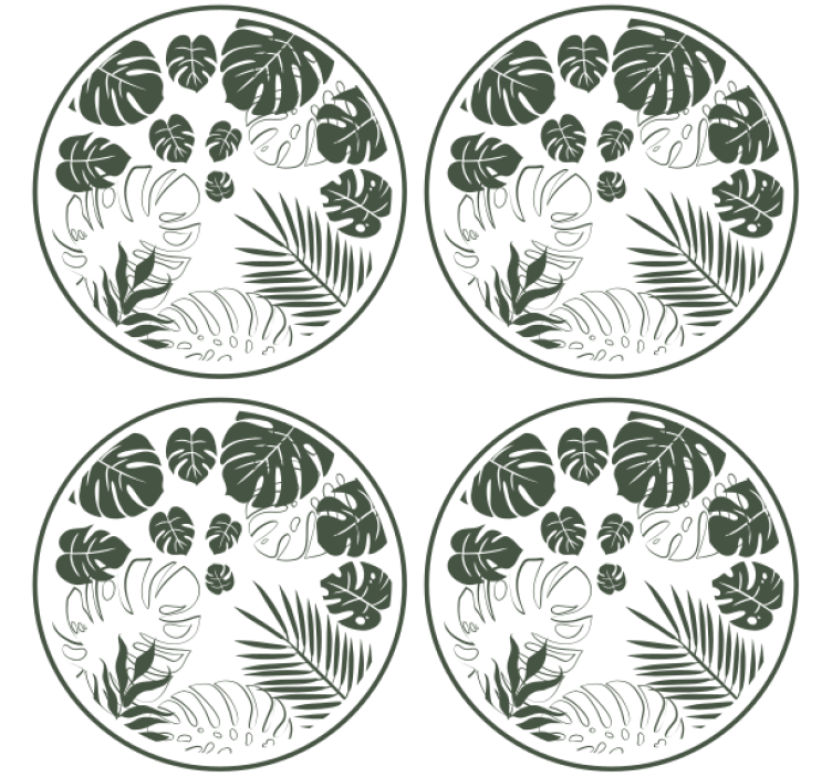 Coaster with lush greenery circle design - TenStickers