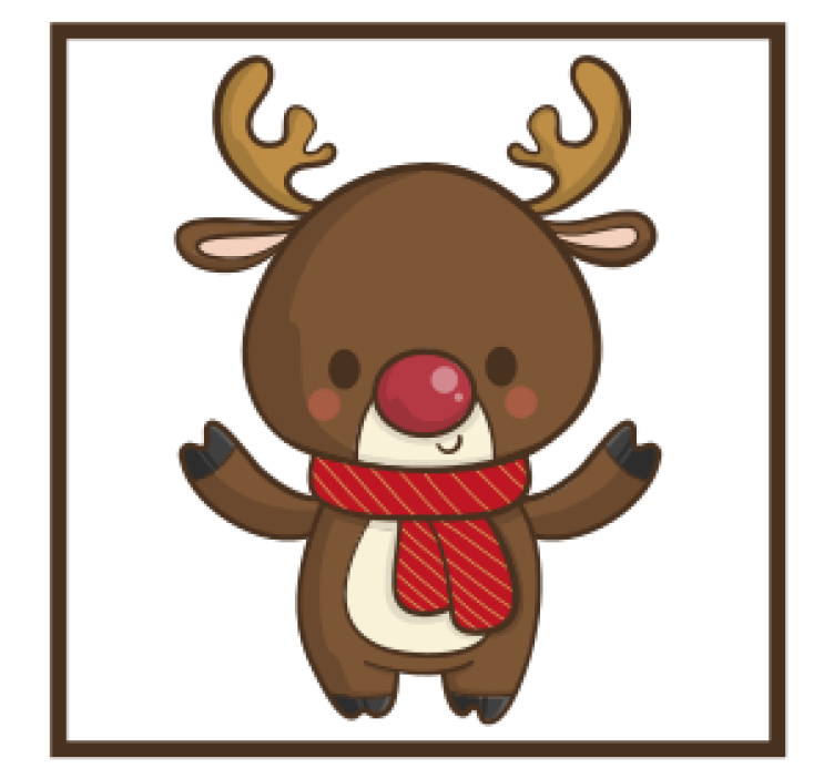 Christmas coasters cheerful reindeer with scarf - TenStickers