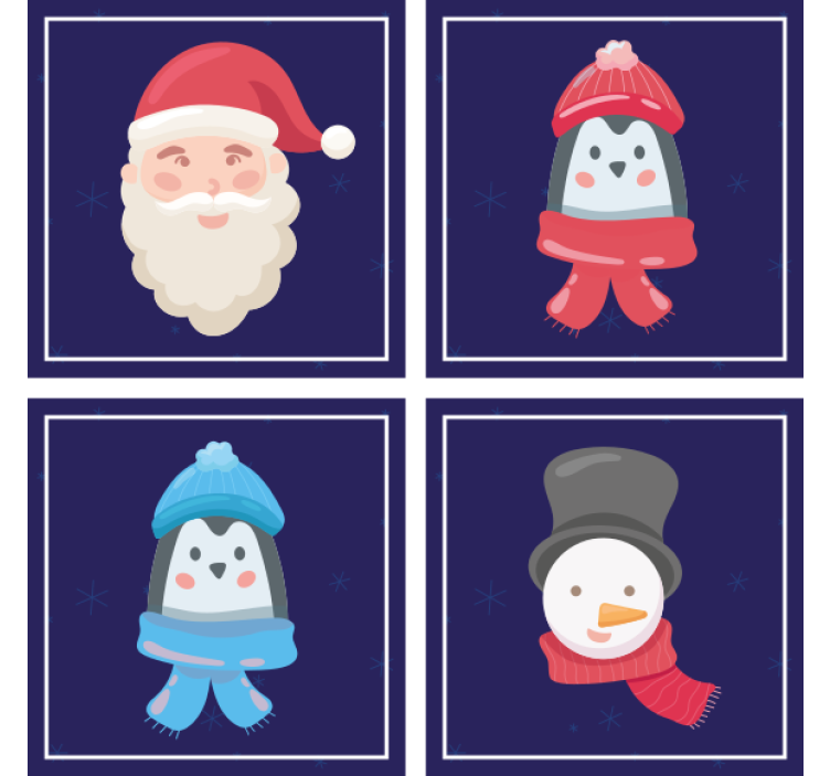 Santa, penguins and snowman christmas coaster - TenStickers
