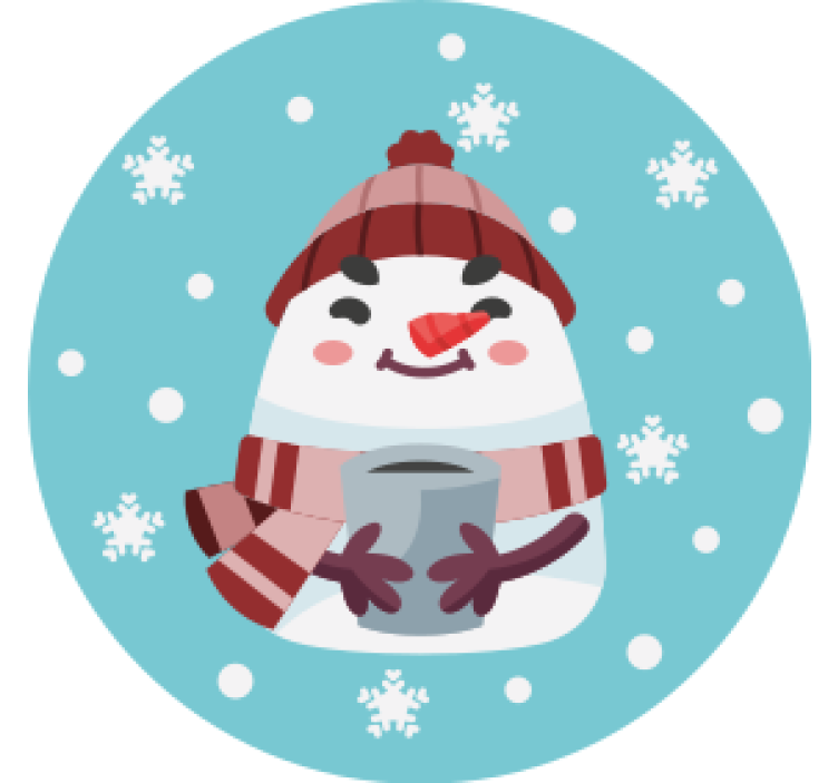 Christmas coasters snowman holding a cup - TenStickers