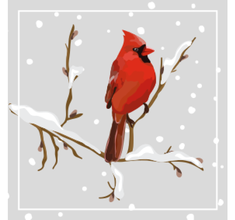 Christmas coasters cardinal on snowy branch - TenStickers