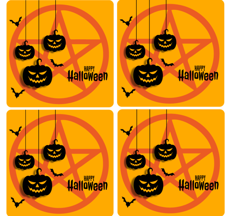 Spooky Pumpkin Motif Halloween coasters - TenStickers