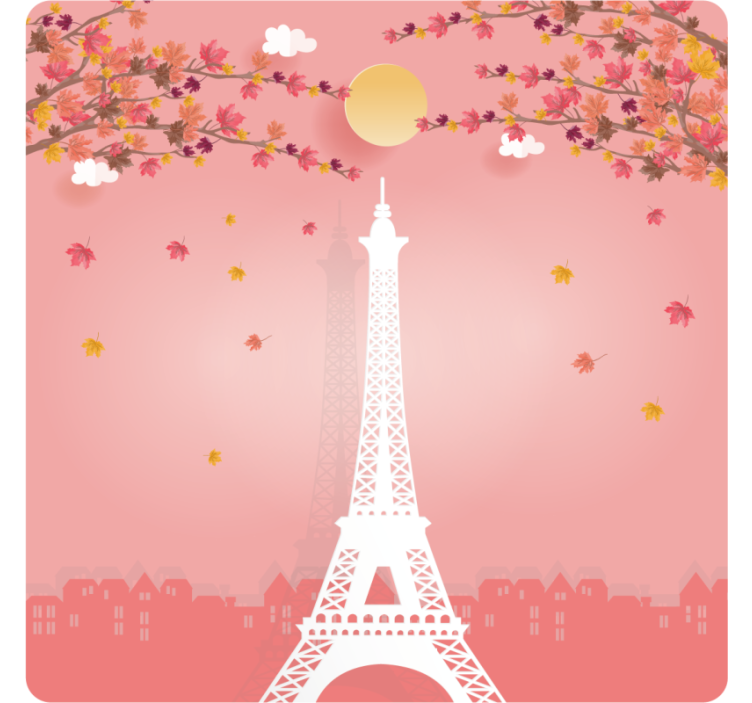 Modern coasters eiffel tower autumn landscape - TenStickers