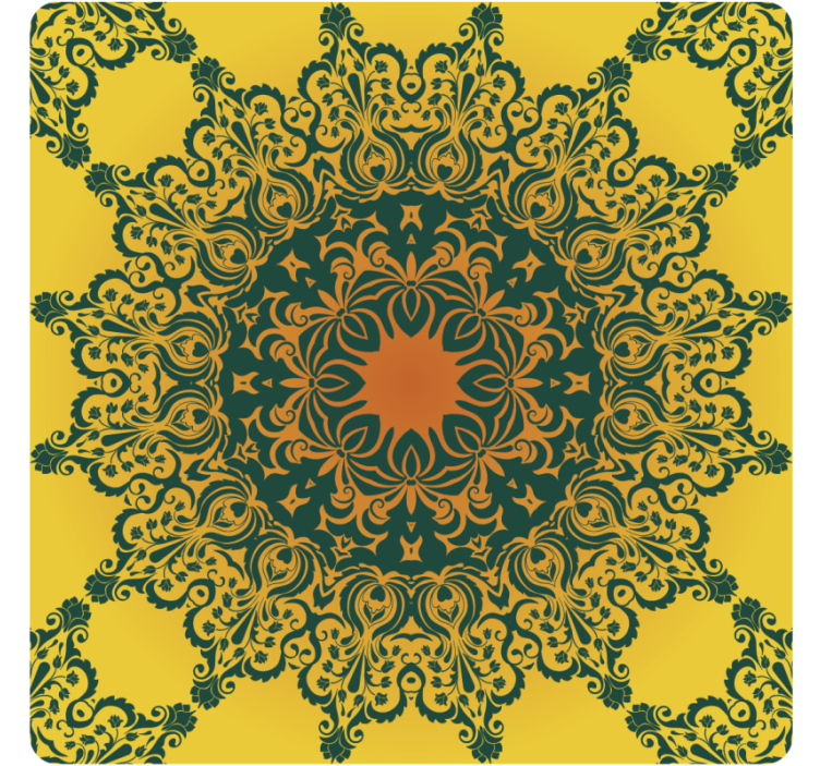 Ornate yellow pattern coaster - TenStickers