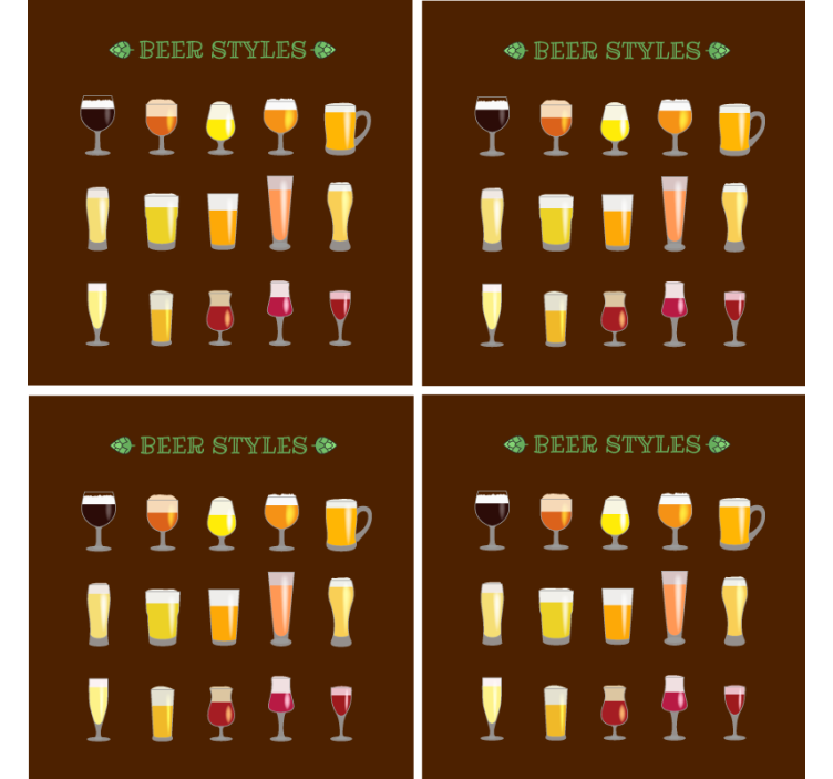 Different beer glasses beer mats - TenStickers