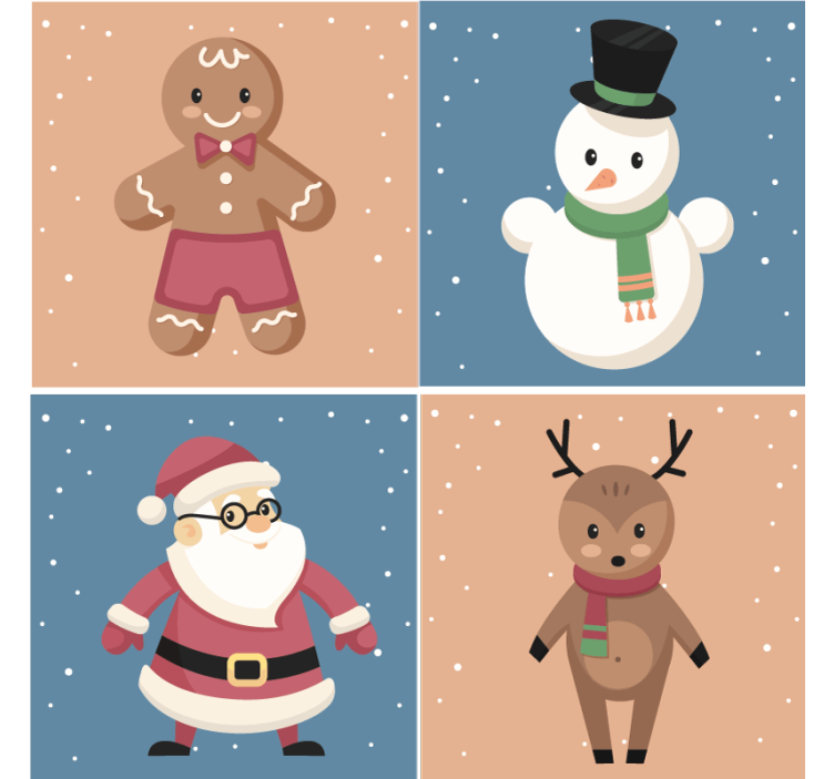Christmas coasters featuring festive gingerbread figures - TenStickers
