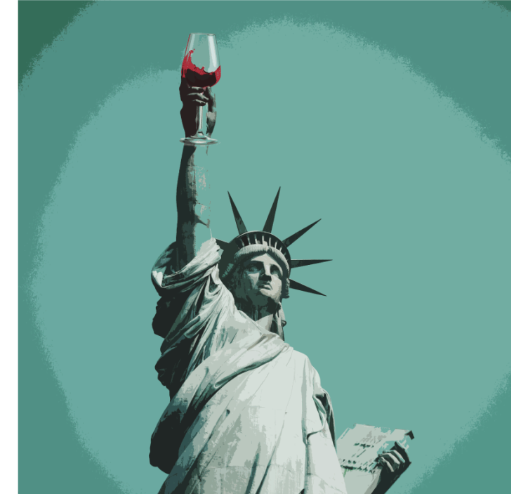 Statue of liberty with a glass of vine coasters - TenStickers