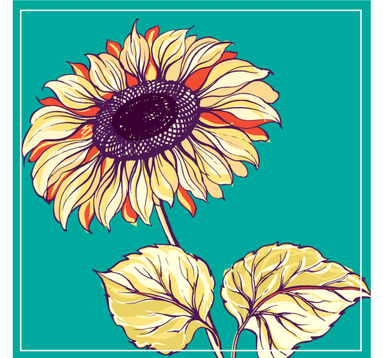 Beer mats with vibrant sunflower illustration - TenStickers
