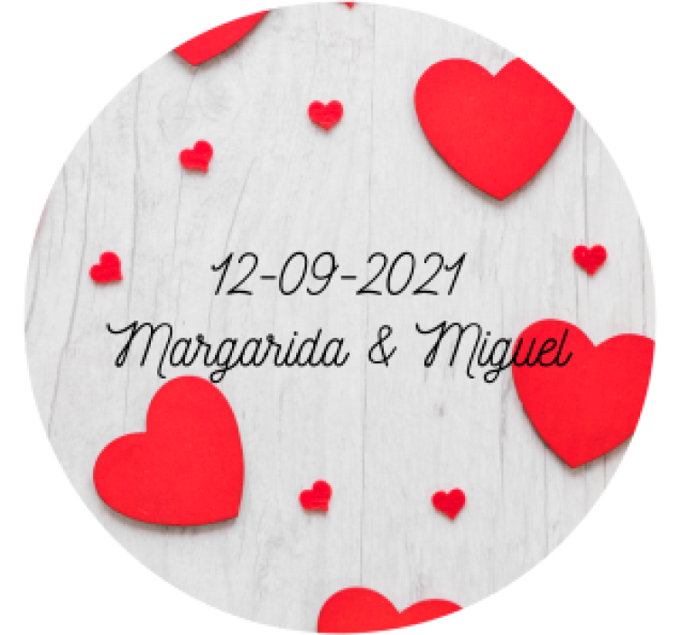 Wedding coasters with hearts & date personalization - TenStickers