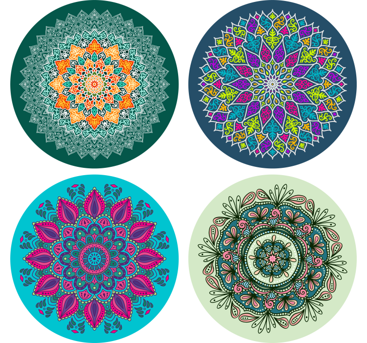 Colorful mandalas tile coasters - TenStickers
