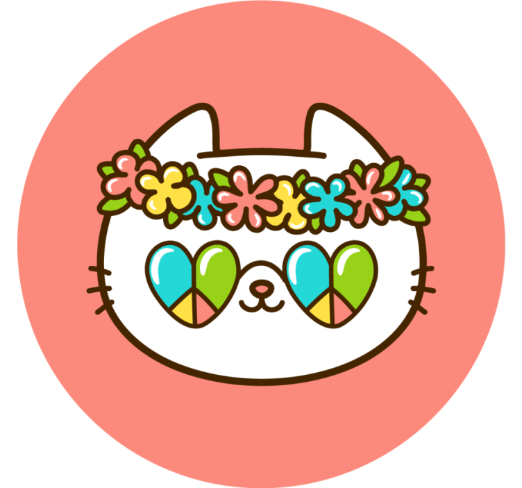 Geek coasters flower crown cat - TenStickers