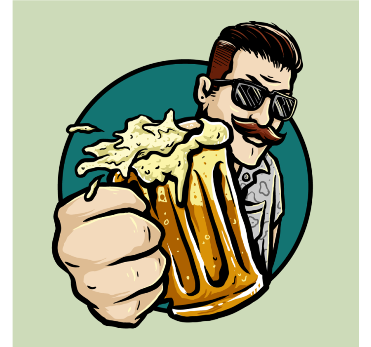 Beer mats featuring mustached man with mug - TenStickers