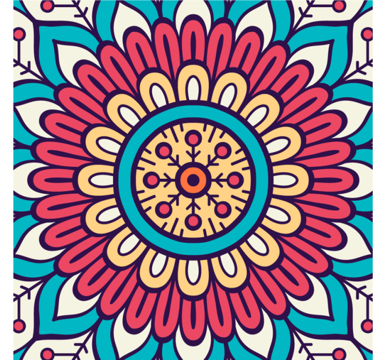 Coaster with circular floral design - TenStickers