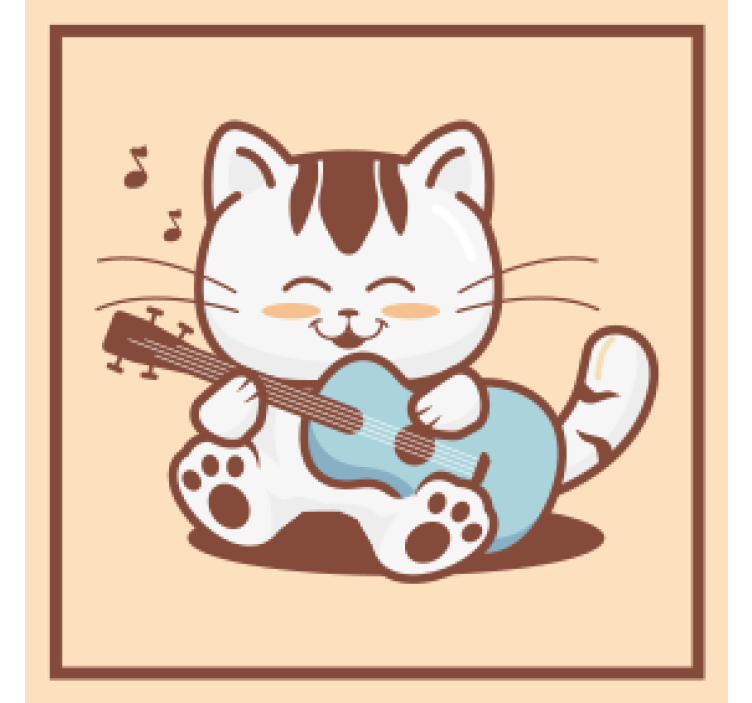 Musician cat cartoon modern coaster - TenStickers