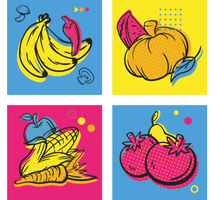 Modern coasters with vibrant fruit designs - TenStickers