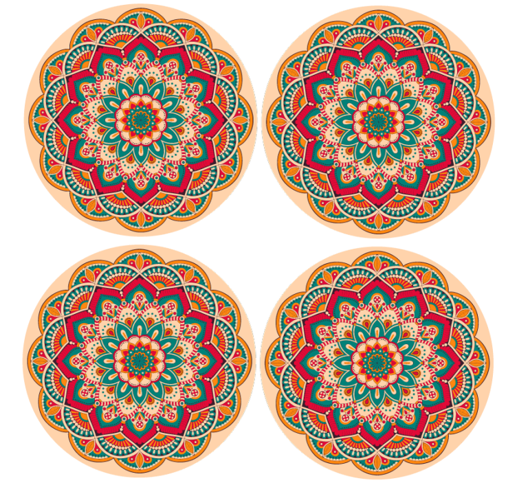 Modern coasters with mandala pattern round design - TenStickers