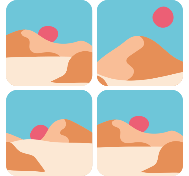 Modern coasters stylized desert landscape design - TenStickers
