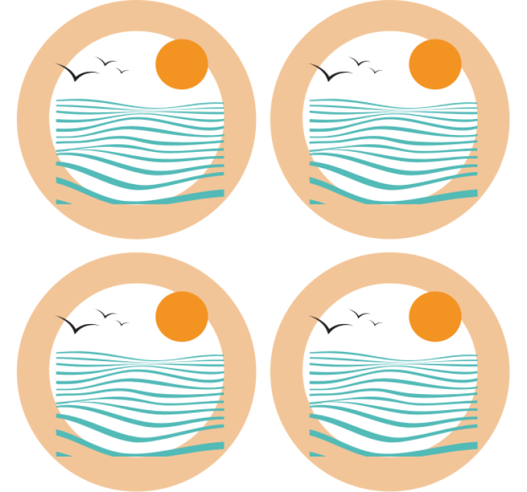 Modern coasters wave pattern sunset design - TenStickers