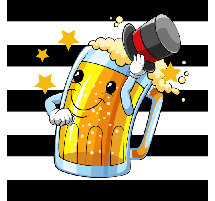 Cheerful beer mug mascot beer mats - TenStickers