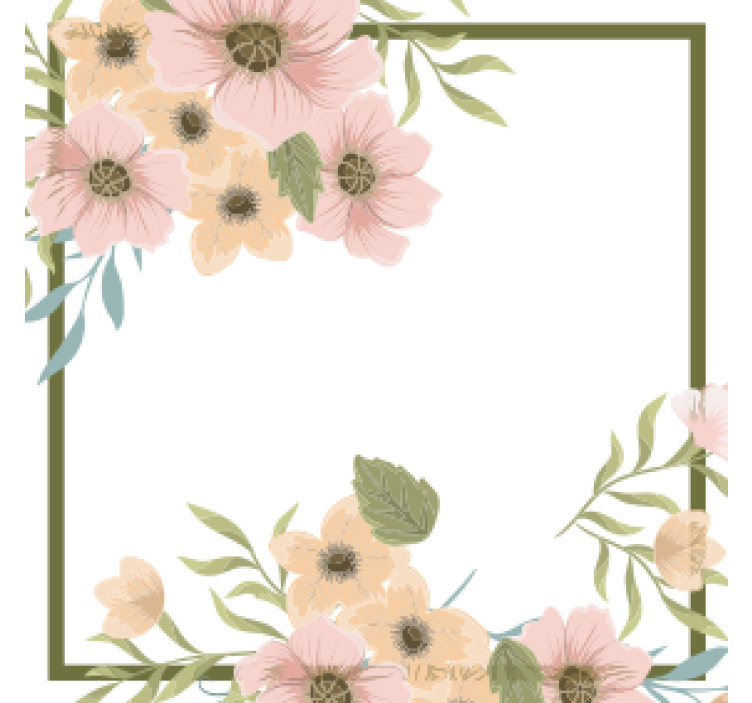 Modern coasters with floral border frame design - TenStickers