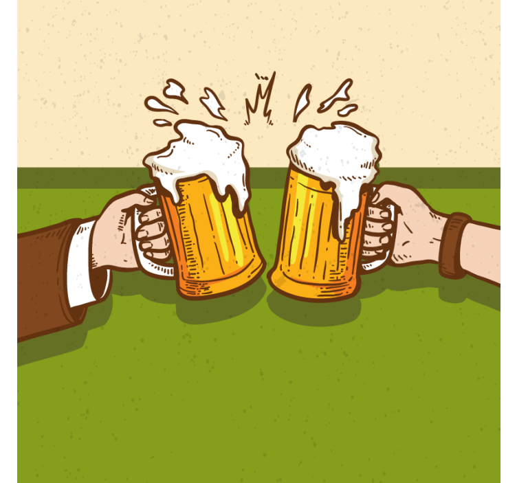 Beer mats clinking beer mugs - TenStickers