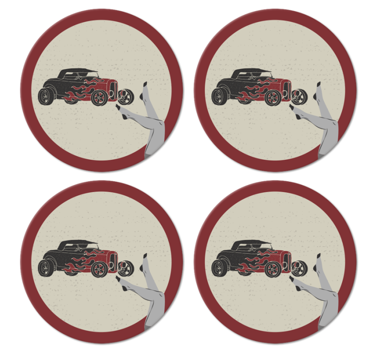 Vintage coasters flaming hot rod - TenStickers