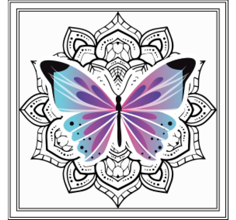 Coaster colorful butterfly mandala - TenStickers