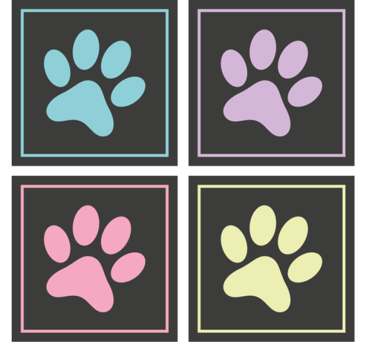 Modern coasters in paw print shapes - TenStickers